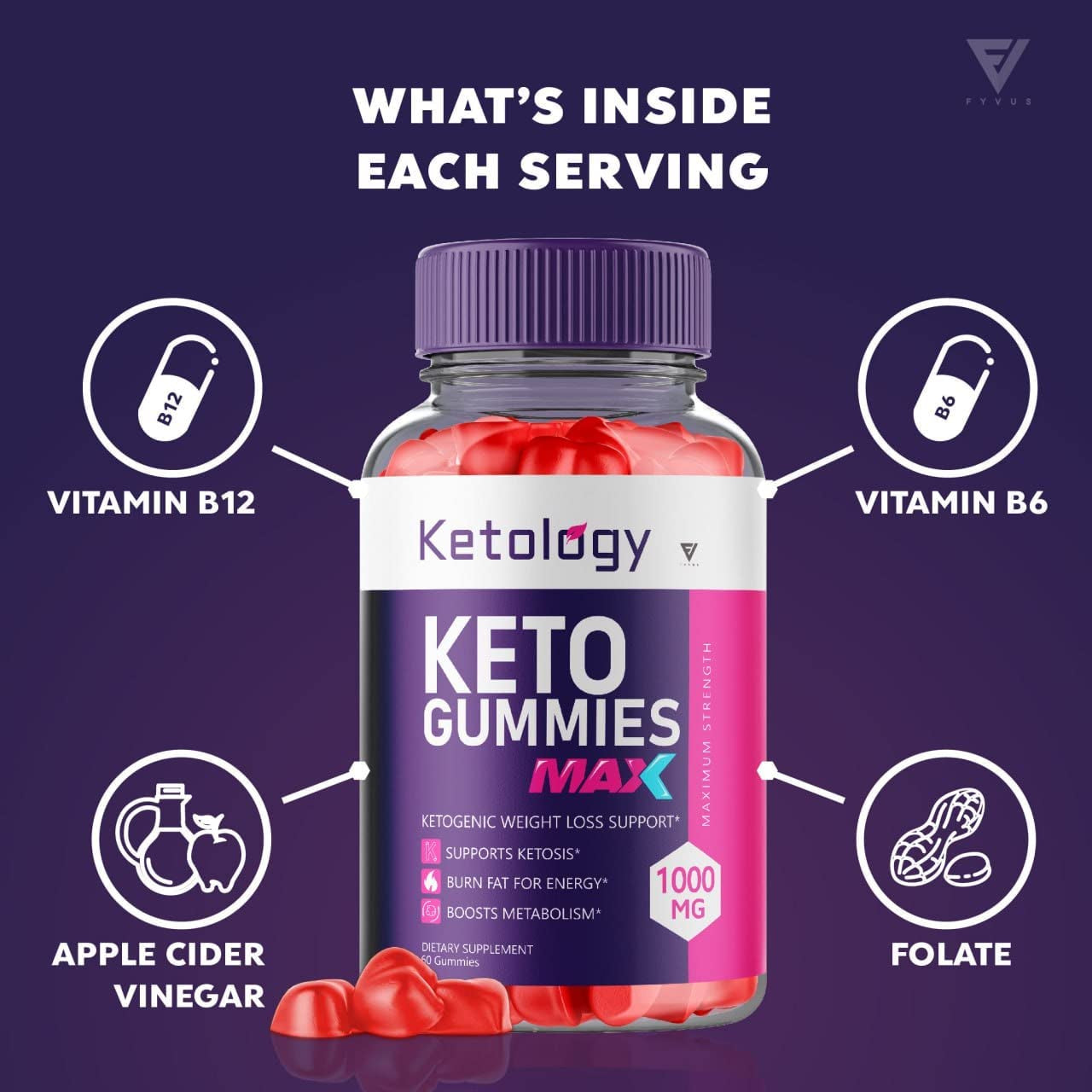 (2 Pack) Ketology Keto ACV Gummies Advanced Weight Loss Ketosis Supplement, Ketology Keto + ACV Ketogenic Apple Cider Vinegar 525MG (120 Gummies)