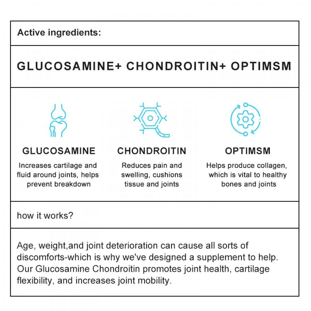 Mulittea Triple Strength Glucosamine Chondroitin with Msm,Support Joint Health Dietary Supplement Tablets,120 Capsules