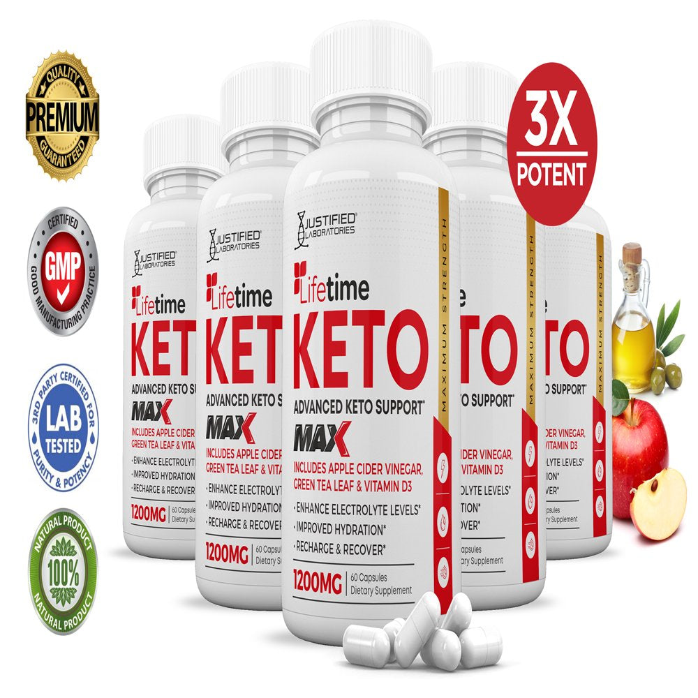 (5 Pack) Lifetime ACV MAX Pills 1675 MG Stronger than Gummies Advanced Keto Support 300 Capsules