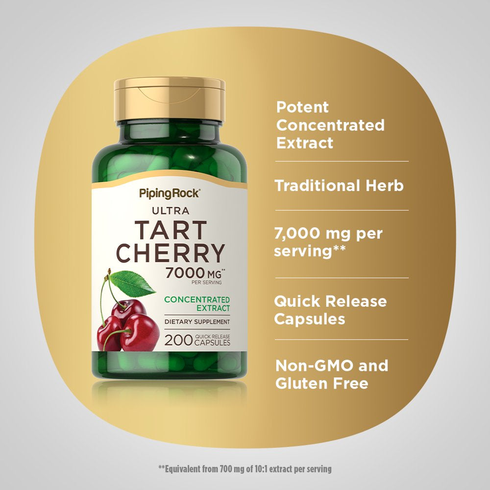 Ultra Tart Cherry Extract | 7000 Mg | 200 Capsules | by Piping Rock