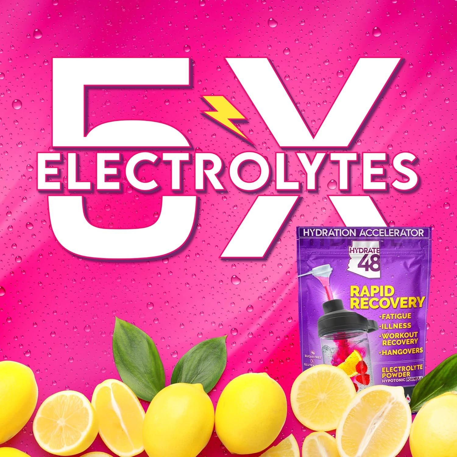 Wellgenix Hydrate48 - Electrolyte Powder with No Sugar (30 Servings) - Keto Electrolytes Powder - Hydration Powder - Raspberry Lemonade Flavor