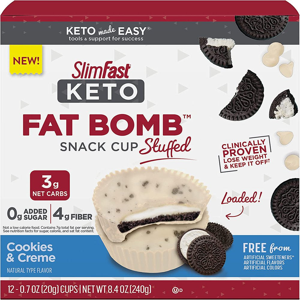 Slimfast Keto Fat Bomb™ Stuffed Snack Cups Cookies & Creme -- 0.7 Oz 12 Each Pack of 2