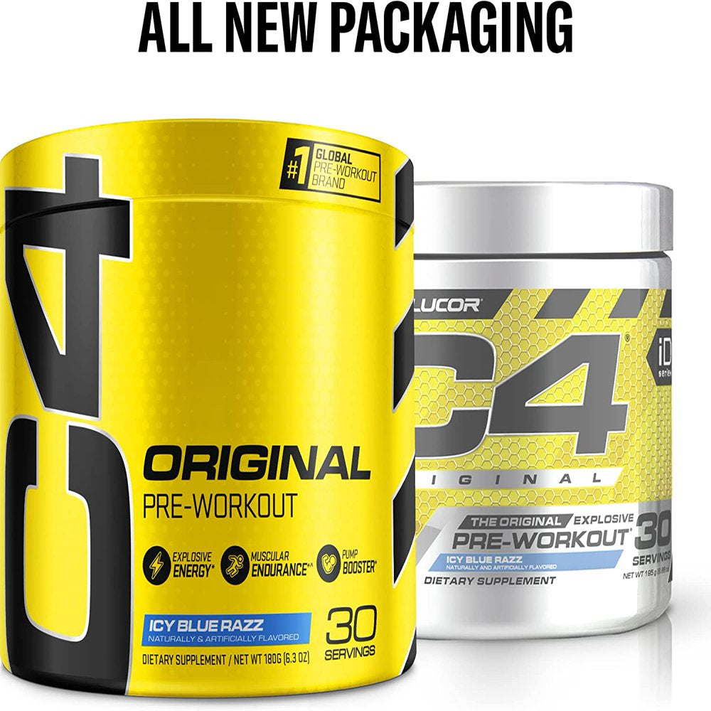 Cellucor C4 Original Pre Workout Powder ICY Blue Razz -Vitamin C for Immune Support-Sugar Free Preworkout Energy for Men & Women 150Mg Caffeine plus Beta Alanine plus Creatine - 30 Servings