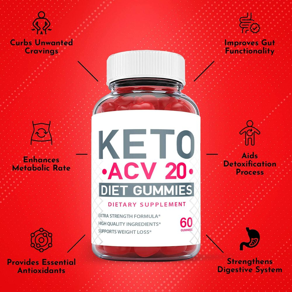 (1 Pack) Keto ACV 20 Gummies - Supplement for Weight Loss - Energy & Focus Boosting Dietary Supplements for Weight Management & Metabolism - Fat Burn - 60 Gummies