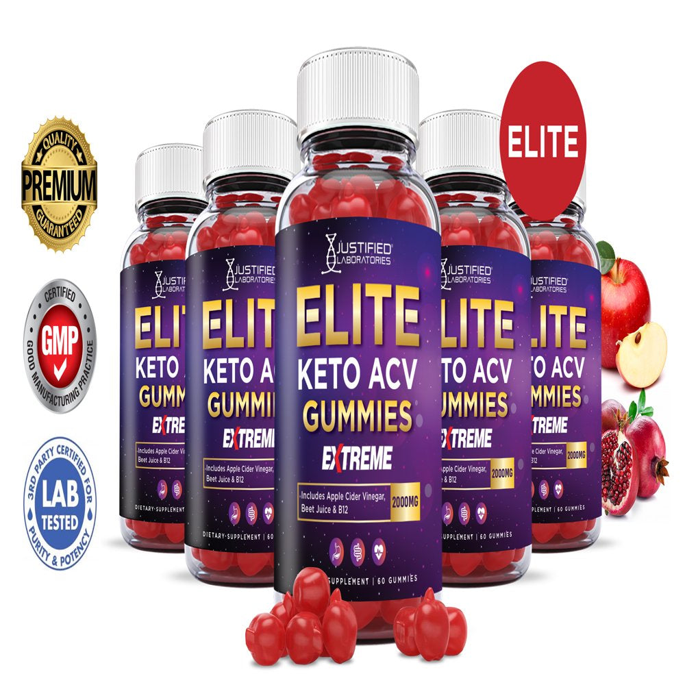 (5 Pack) Elite Keto Extreme ACV Gummies 2000Mg Dietary Supplement 300 Gummys