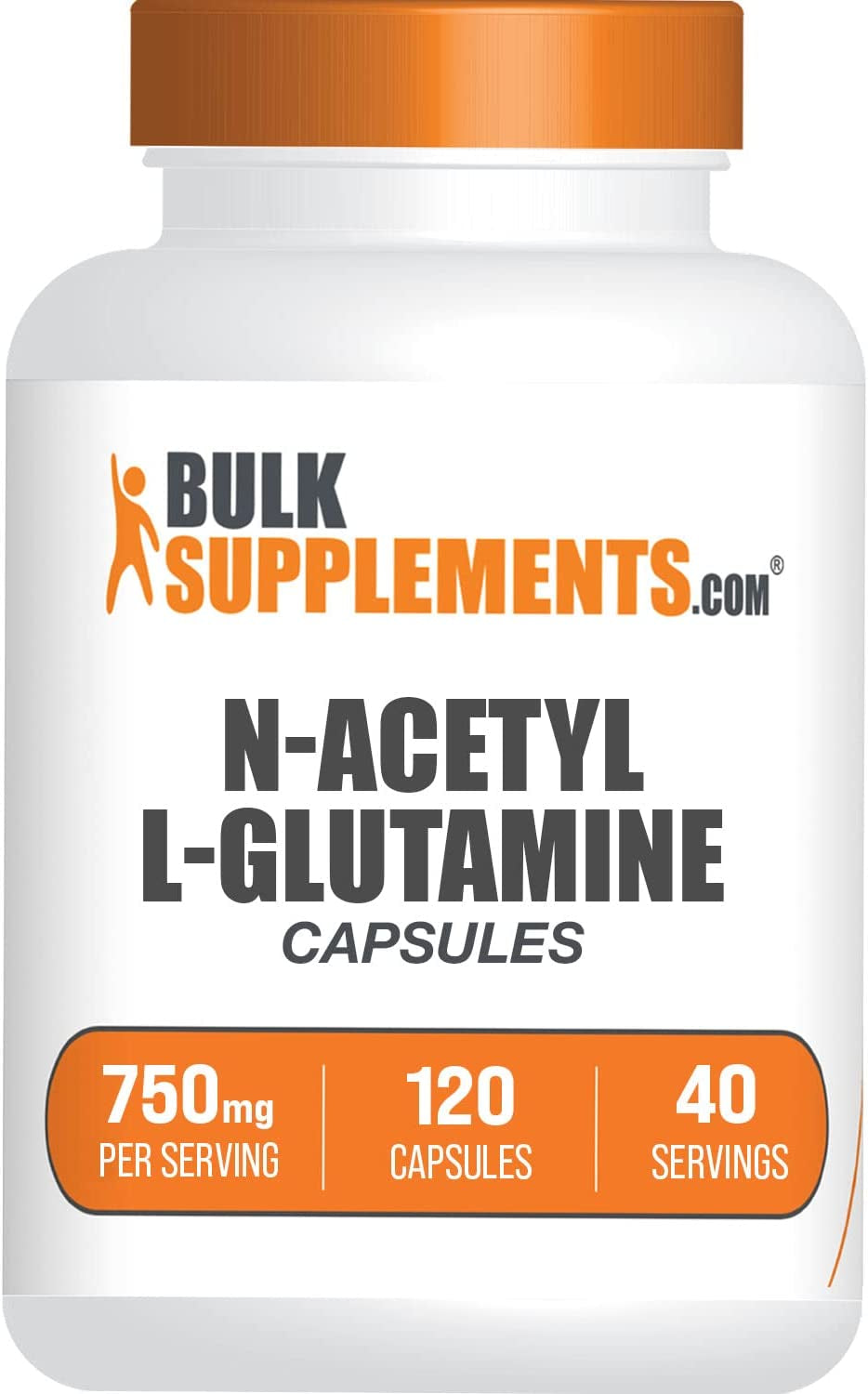 BULKSUPPLEMENTS.COM N-Acetyl L-Glutamine Capsules - Glutamine Supplement, L Glutamine Capsules - Gut Health & Recovery, Glutamine 750Mg - Gluten Free, 3 Capsules per Serving, 120 Capsules