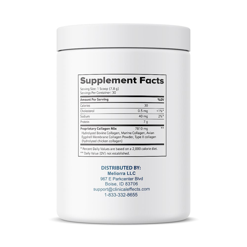 Clinical Effects Multi-Collagen Powder - Collagen Dietary Supplement - 8Oz - 30 Servings - 5 Types of Quality-Sourced Multi-Collagen to Support Joint, Bone, Skin and Nail Health - Fast Absorption