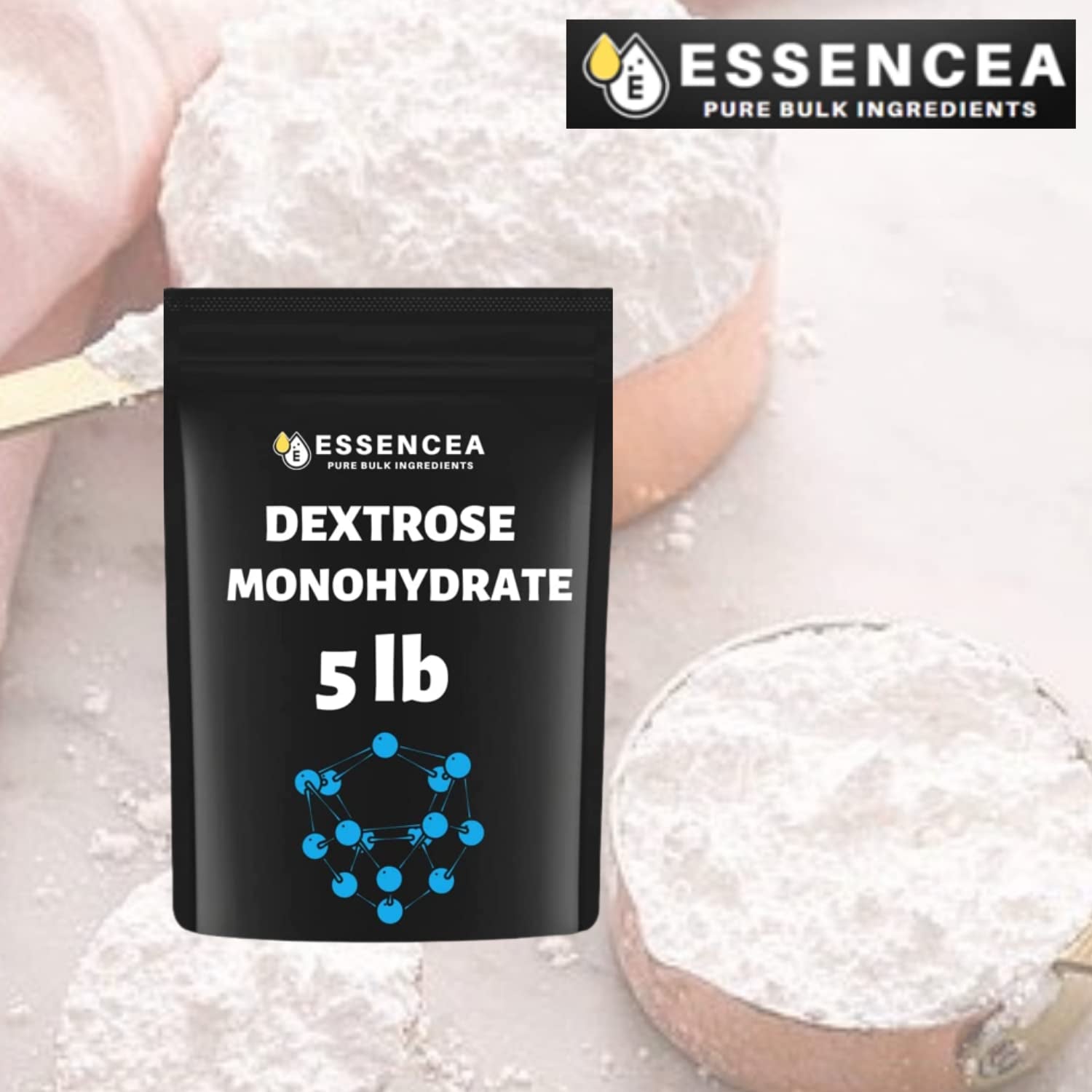 Essencea Dextrose Monohydrate 5Lb Pure Bulk Ingredients | 100% Pure Dextrose Monohydrate Powder in Bulk | Gluten Free Non-Gmo and Vegan…