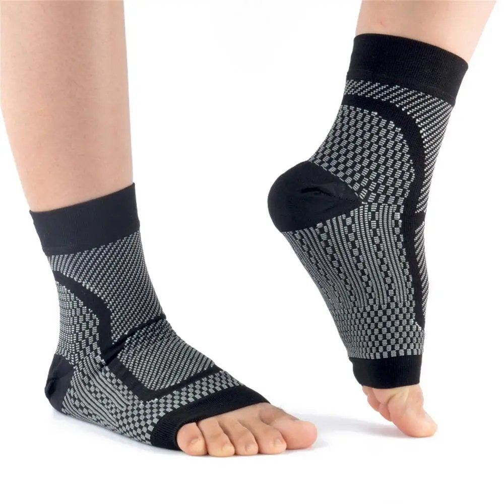 4Pair Neuropathy Socks Ankle Compression Socks Men Women Soothe Socks for Ankle Brace Plantar Fasciitis Pain Relief-Black,S/M