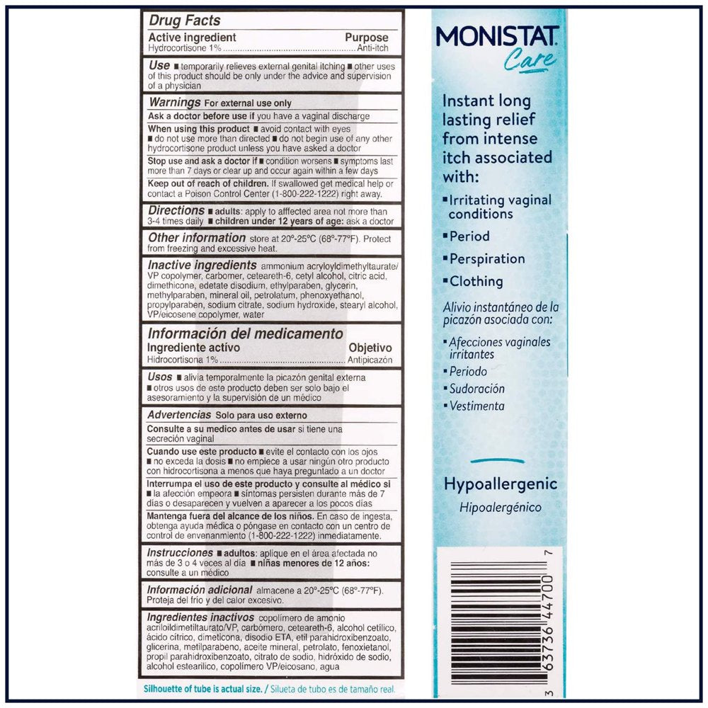 Monistat Instant Itch Relief Cream for Women, Maximum Strength Feminine Itch Care, 1 Oz