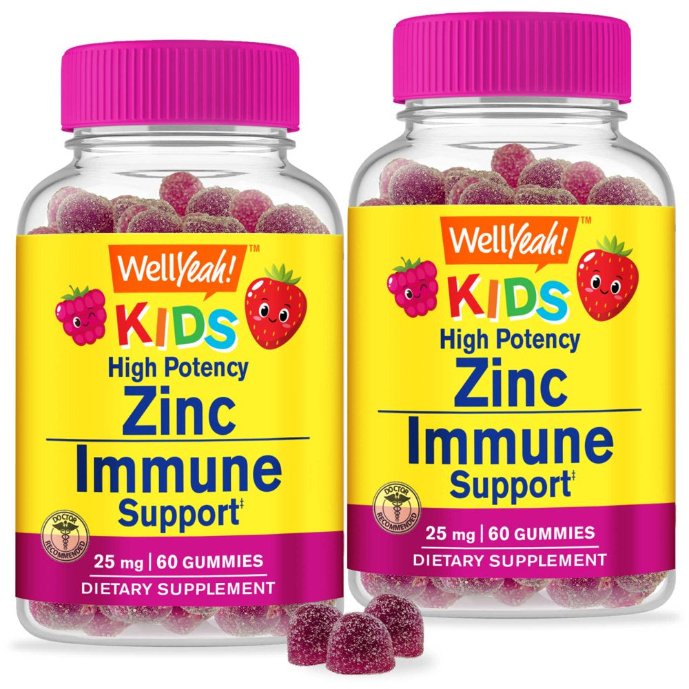 Wellyeah Zinc for Kids 25Mg Gummies - Immune System and Antioxidant Support - Skin Health, Maximum Strength Children Zinc Supplement Immune Booster Gummy - Gmo-Free, Vegan - 60 Gummies (2)