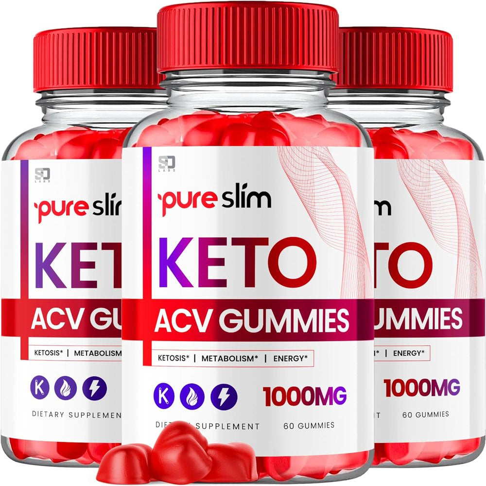 (3 Pack) Pure Slim Keto ACV Gummies - Apple Cider Vinegar Supplement for Weight Loss - Energy & Focus Boosting Dietary Supplements for Weight Management & Metabolism - Fat Burn - 180 Gummies