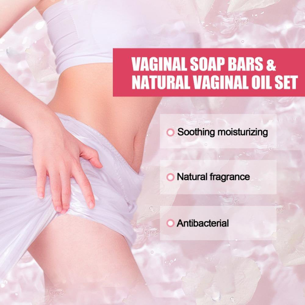 Soap Bars & Natural Yoni Oil Set Natural Yoni Oil Vaginal Wash for Women Feminine Wash Vaginial Deodorants Ph Balance Elimina