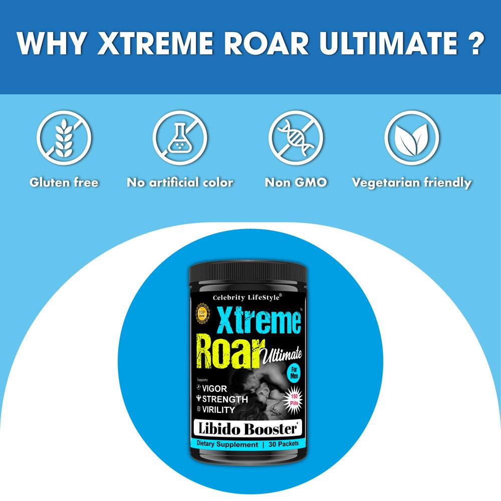 Xtreme Roar Testosterone Booster for Men, Strength, Enhancement Supplements 150 Count