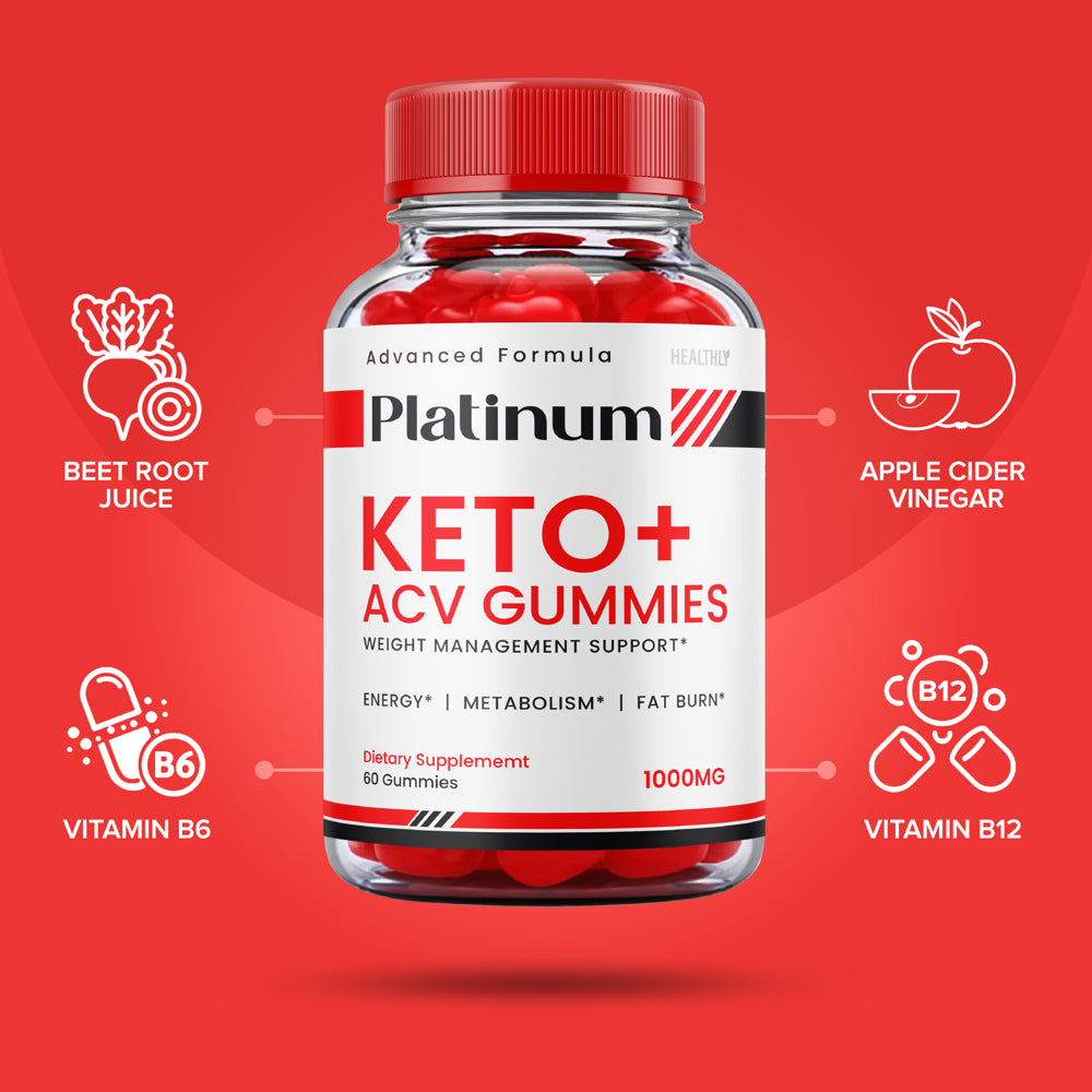 (3 Pack) Platinum Keto+ Keto ACV Gummies Advanced Formula Weight Management Support Fat Burn Metabolism (180 Gummies)