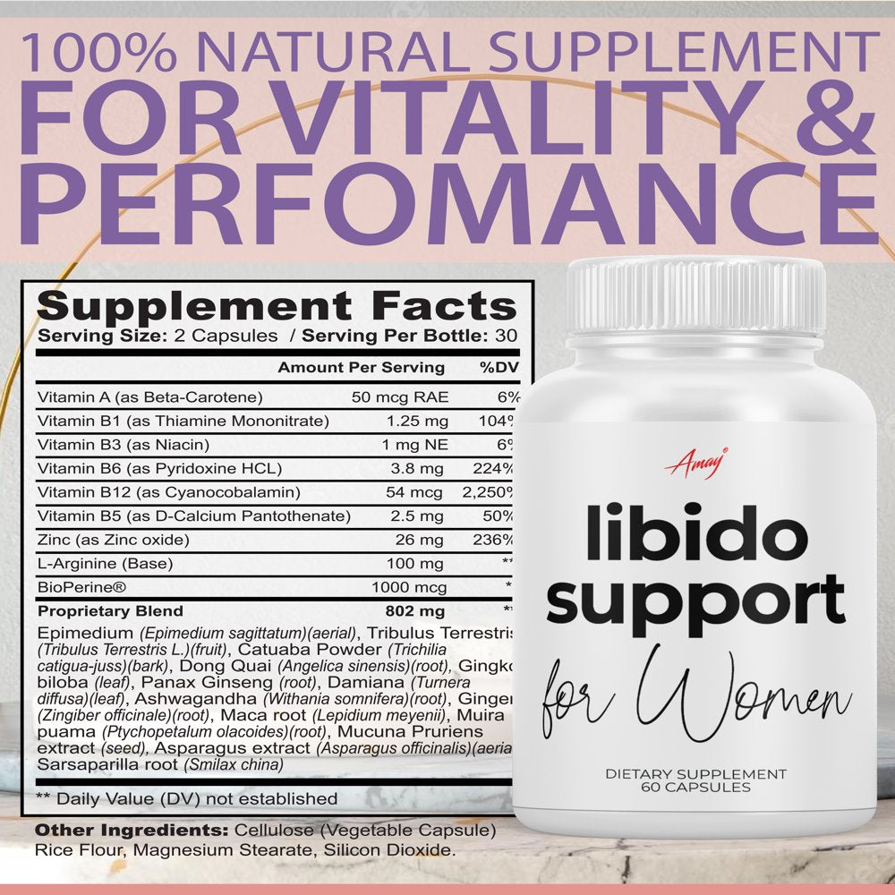 40+ Female Enhancement Pills - Libido Support for Excitement, Desire and Energy Support, Boost Mood & Balance Hormones Naturally - Vitamins for Women - PMS & Menopause Relief