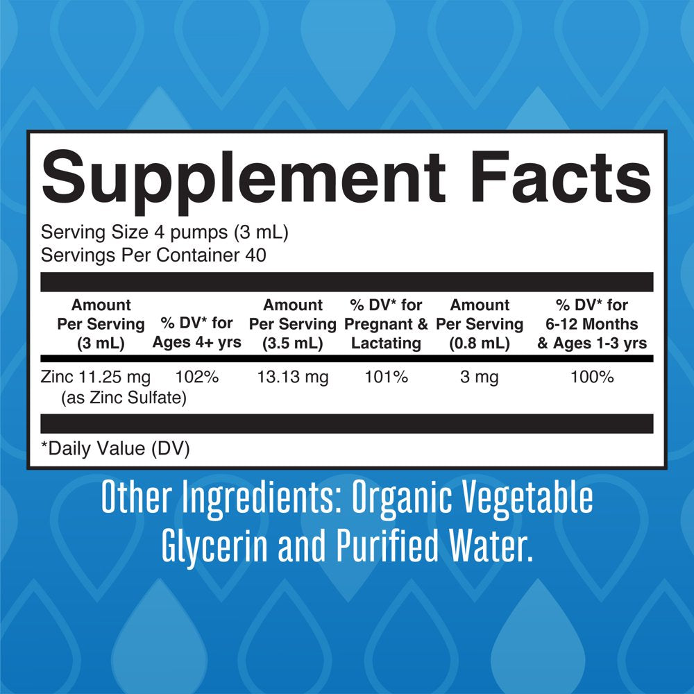 Zinc Supplements for Immune Support | Ionic Zinc for Kids & Adults | Liquid Zinc Supplement | 40 Day Supply | Zinc Sulfate | Skin Care Supplement | Vegan | Gluten Free | Glycerin Based | 4 Oz