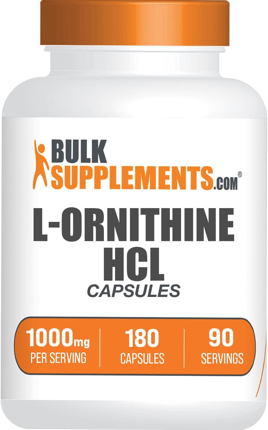 BULKSUPPLEMENTS.COM L-Ornithine Hcl Capsules - L-Ornithine Hydrochloride - Ornithine Capsules - Amino Acids Supplement - L Ornithine 1000Mg - 2 Capsules per Serving, 90-Day Supply (180 Capsules)