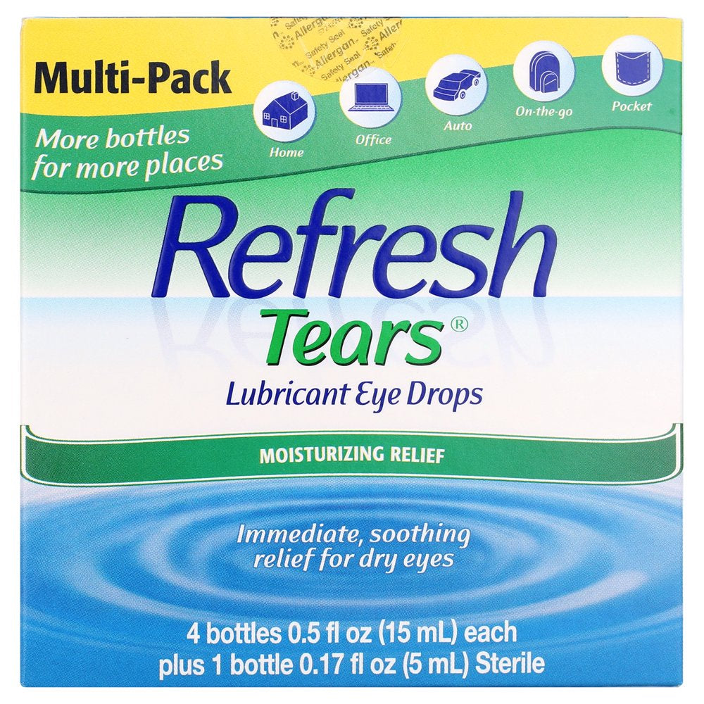 Refresh Tears Lubricant Eye Drops, 4-0.5Oz Bottles & 1-0.17Oz. Bottles