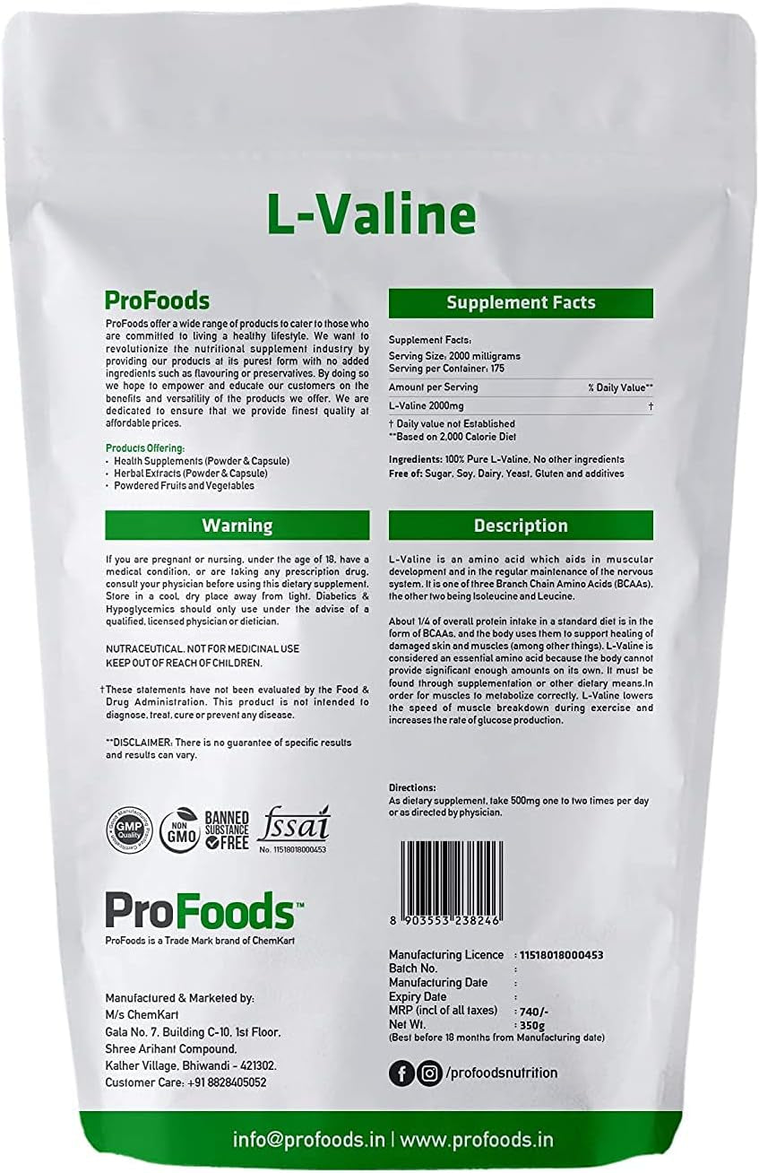 Pexal Profoods L Valine Powder (350 Grams)