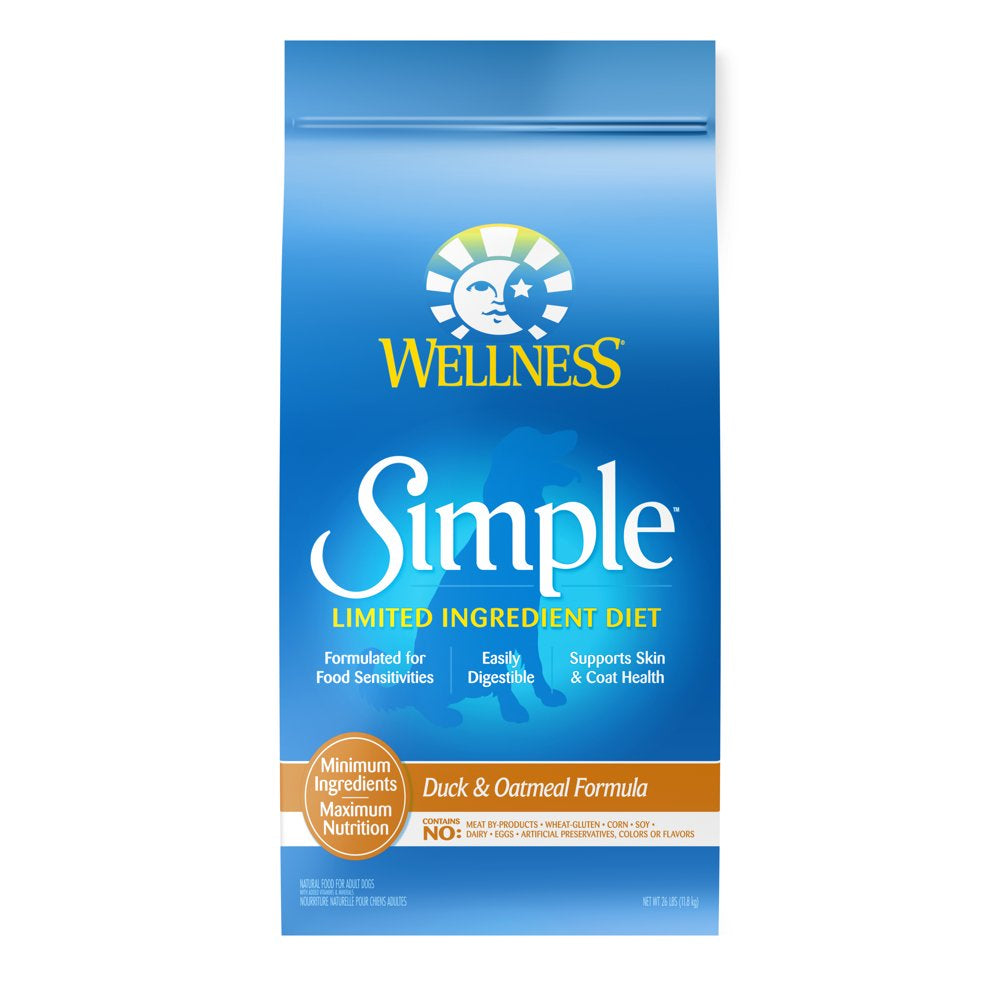 Wellness Simple Natural Limited Ingredient Dry Dog Food, Duck and Oatmeal Recipe, 26-Pound Bag