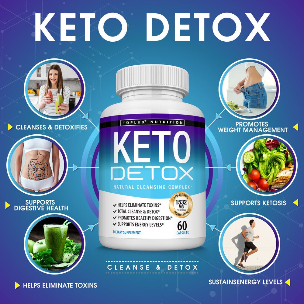 Toplux Keto Detox 1532Mg Natural Acai Colon Cleanser for Ketogenic Diet, Flush Toxins & Excess Waste Detox & Cleanse for Men and Women, 60 Capsules