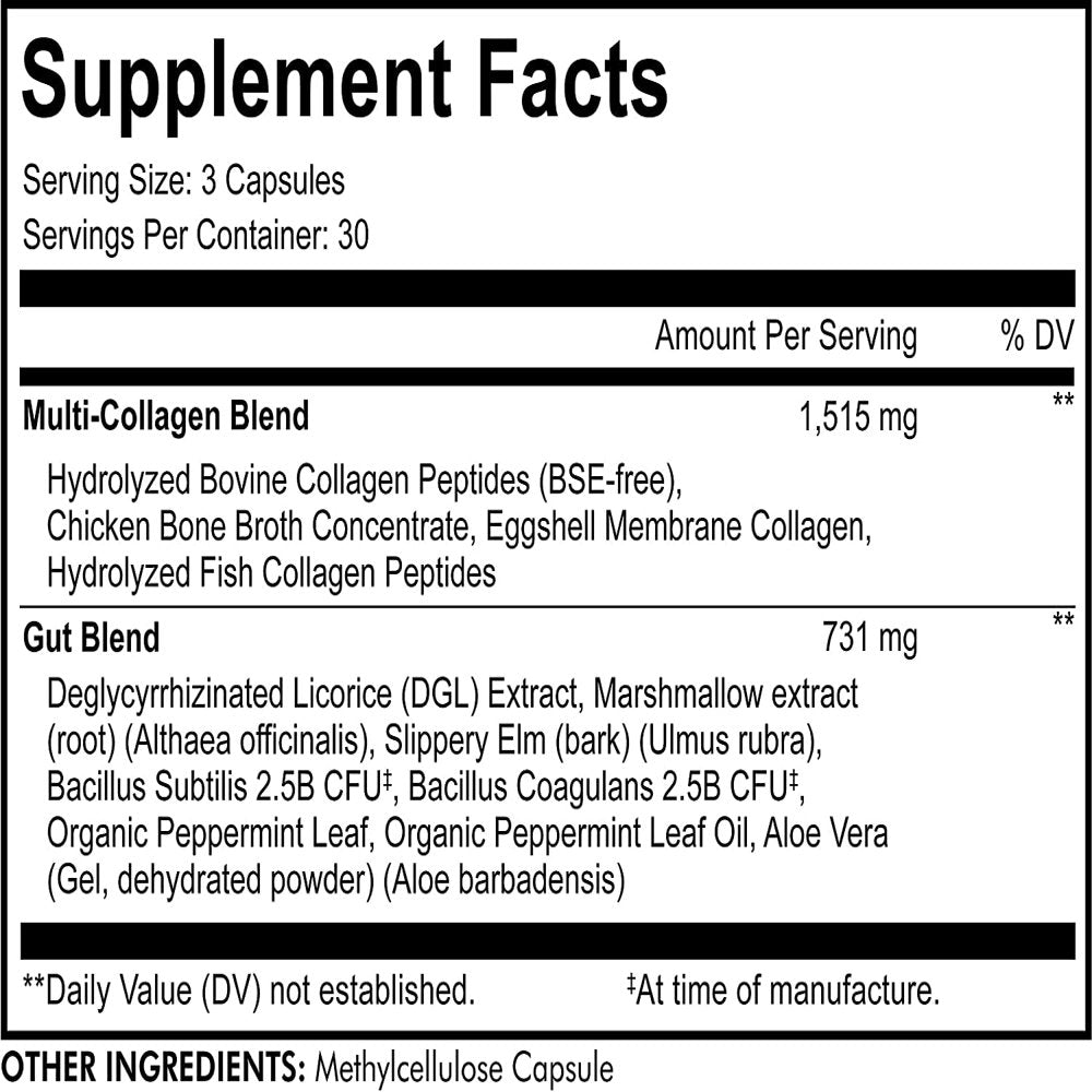 Codeage Multi Collagen + Gut Health Blend Supplement - Digestive Probiotic - 90 Capsules Pack of 3