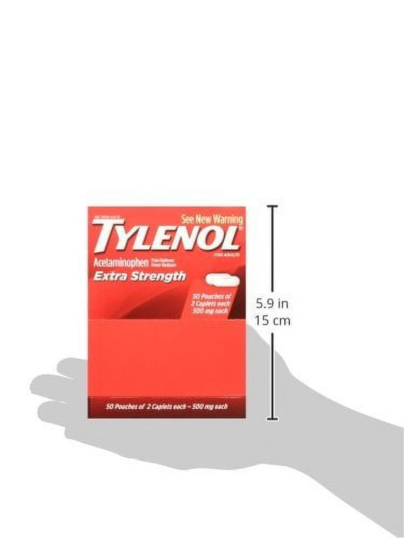 TYLENOL Extra Strength Pain Reliever & Fever Reducer Caplets, Two-Pack, 50 Ea (Pack of 2)