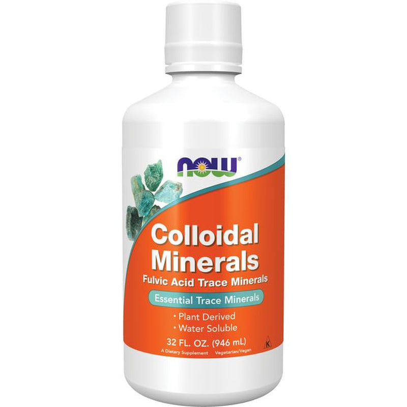 NOW Supplements, Colloidal Minerals Liquid, Plant Derived, Essential Trace Minerals, 32-Ounce