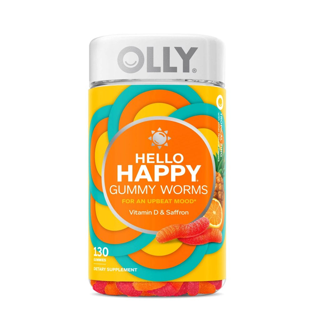 Olly Hello Happy Gummy Worms Tropical Zing Adult Chewable Supplement (130 Count)