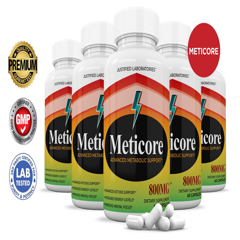 (5 Pack) Meticore Keto Pills Ketogenic Supplement Includes Gobhb Apple Cider Vinegar Macadamia Nut Oil and Green Tea Advanced Ketosis Support for Men Women 300 Capsules