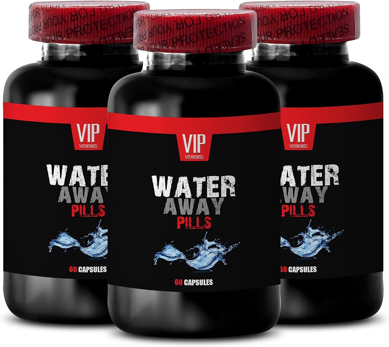 VIP VITAMINS Diuretic Water Pills - Water Away Pills - Chloride Supplement, 3 Bottles (180 Capsules)