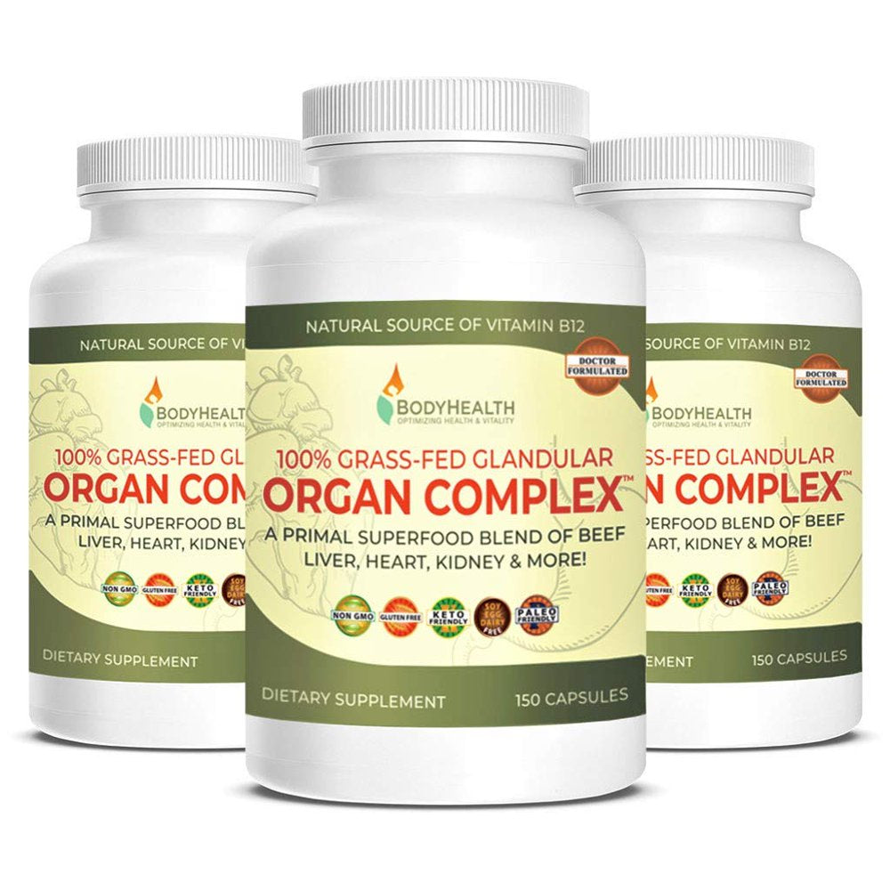 100% Grass-Fed Glandular Organ Complex: a Primal Superfood Blend of Beef Liver, Heart, Kidney and More! (150 Capsules)