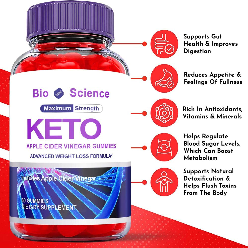 (3 Pack) Bioscience Keto ACV Gummies - Energy & Focus Boosting Dietary Supplements for Weight Management & Metabolism - Fat Burn - 180 Gummies