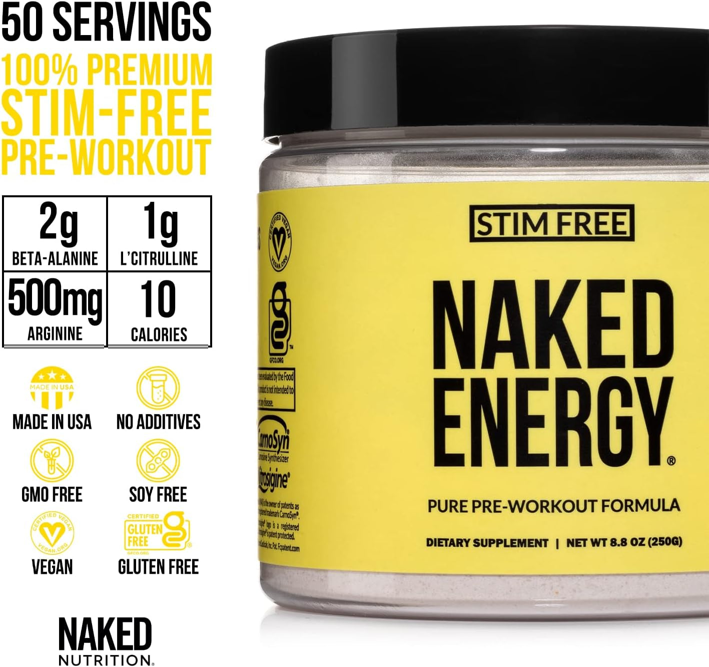 Vegan Energy and Performance Bundle: Naked Stim Free Energy and Naked BCAAS Amino Acids Powder