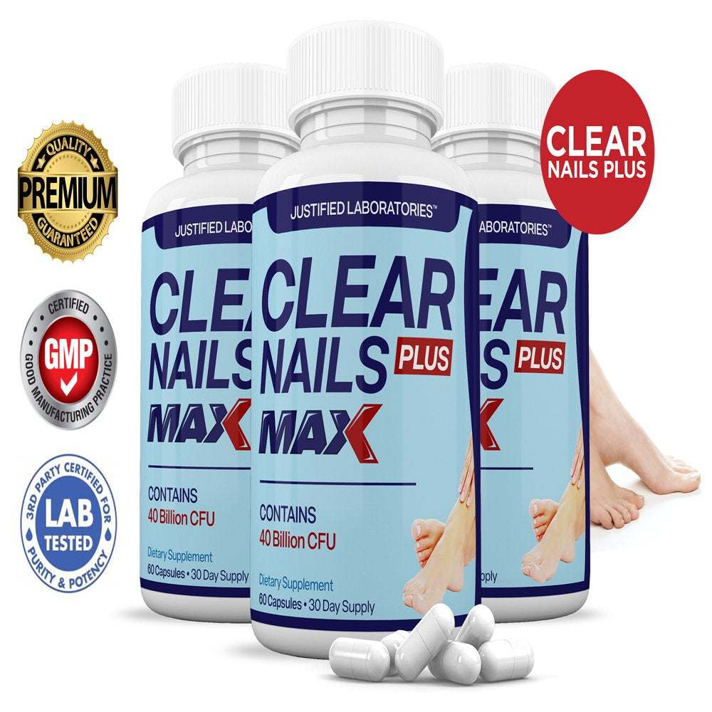 (3 Pack) Clear Nails Max 40 Billion CFU Probiotic Nail Support 180 Capsules