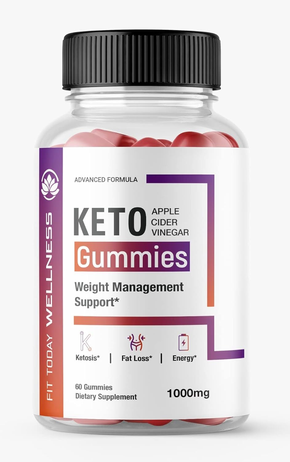 Lomilan (1 Pack) Fit Today Keto Gummies, Fit Today ACV Gummies 60 Count, 1 Month Supply