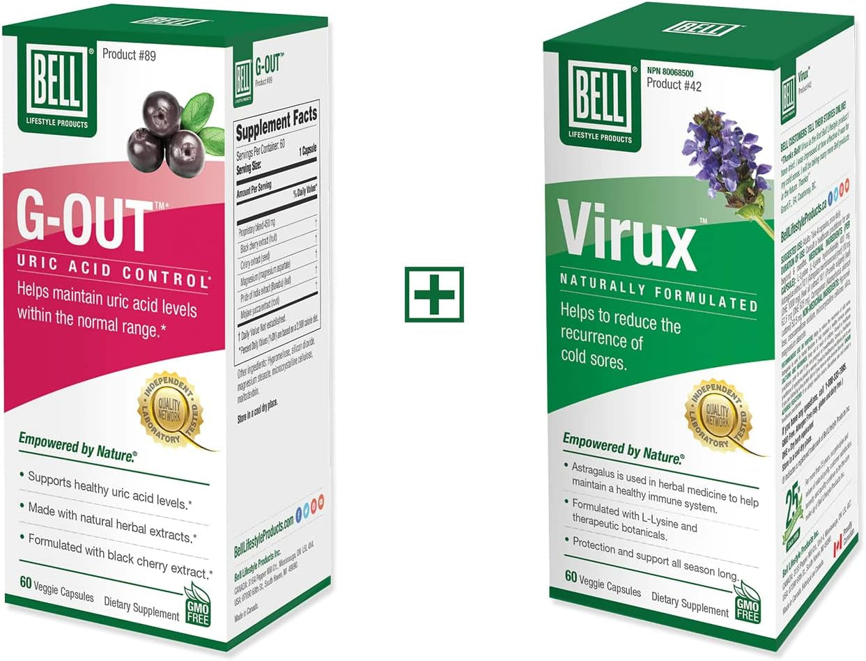 Bell Bundle - Virux L Lysine & G-Out Uric Acid Cleanse - 25 Years around the World, Sold Directly by the Manufacturer