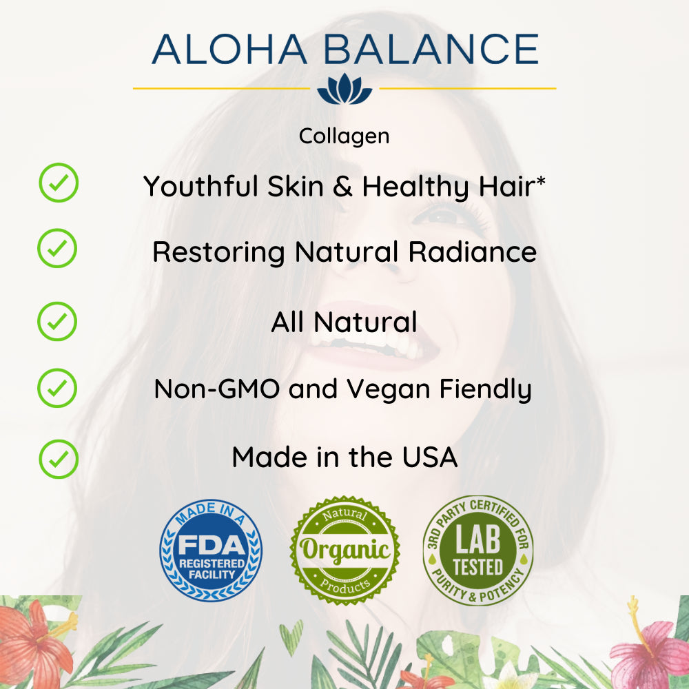 Collagen Type 1 & 3 - Youthful Skin & Healthy Hair - Natural Supplement by Aloha Balance