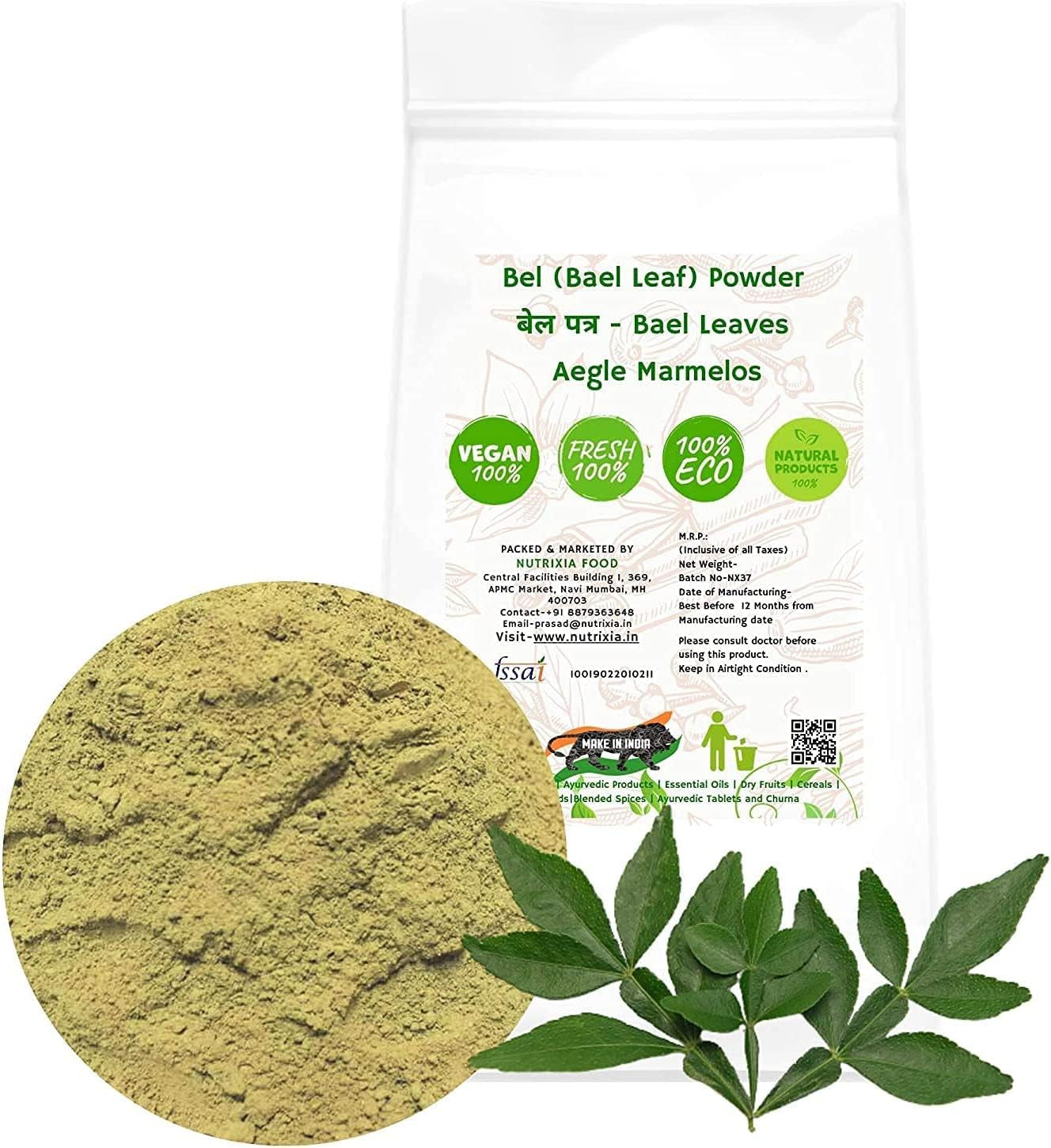 BETT Bel Leaf Powder बेल पत्ता पाउडर BEL Leaf Powder BEL PATTA Powder BEL PATRA Powder BAILPATR Bail PATR AEGLE MARMELOS (500 GMS)