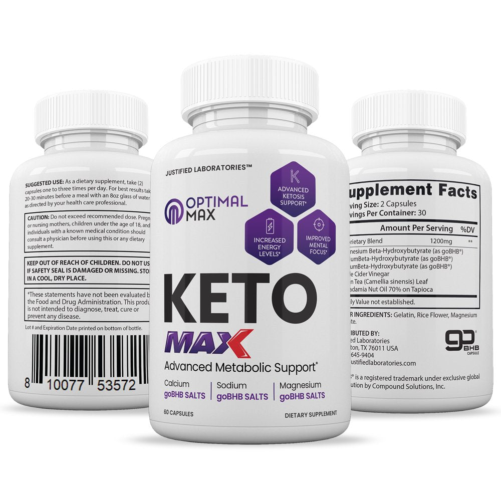 (3 Pack) Optimal Keto Max 1200MG Pills Includes Apple Cider Vinegar Gobhb Strong Exogenous Ketones Advanced Ketogenic Supplement Ketosis Support for Men Women 180 Capsules