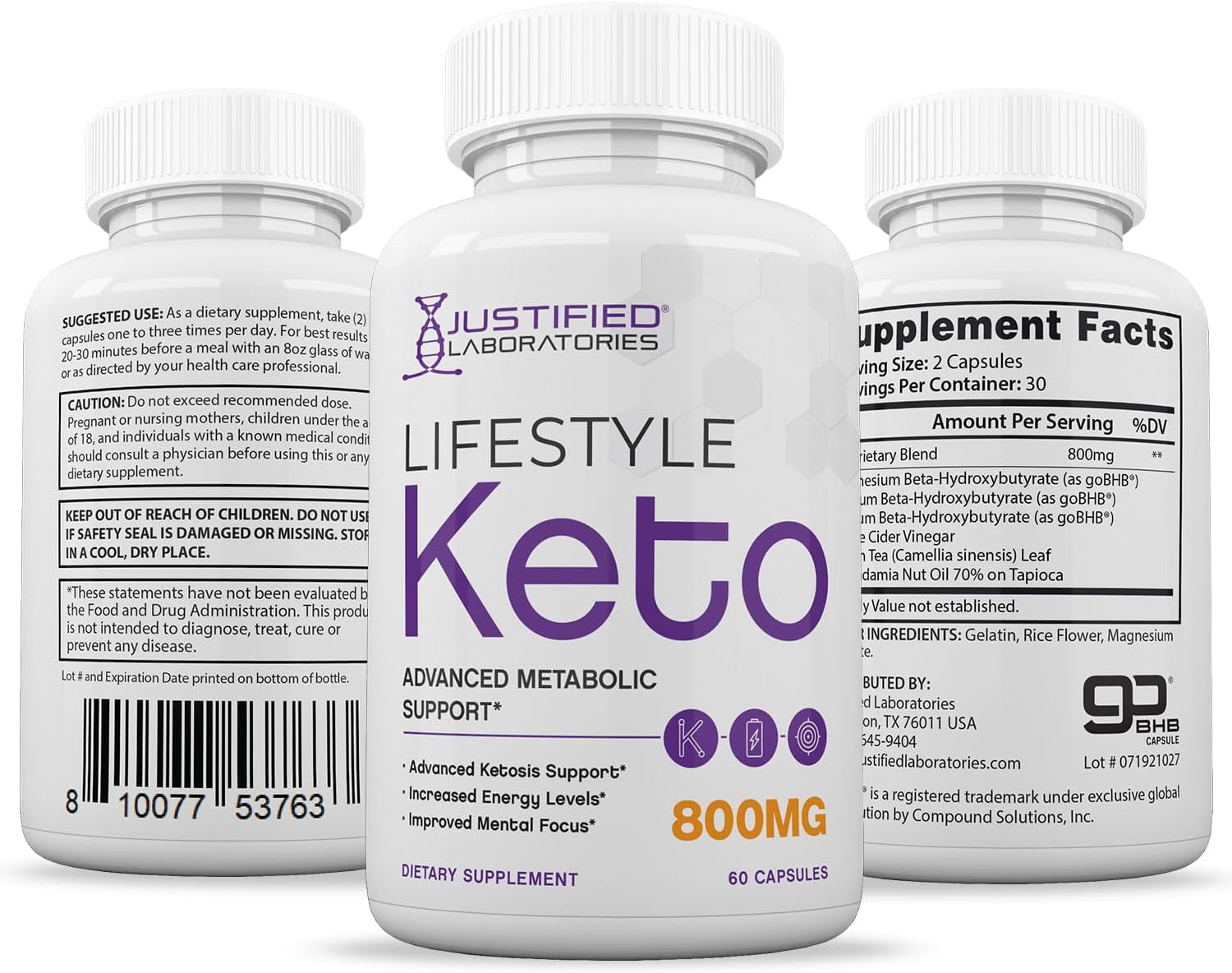 (3 Pack) Lifestyle Keto Pills 800MG Includes Patented Gobhb® Exogenous Ketones Advanced Ketosis Support for Men Women 180 Capsules