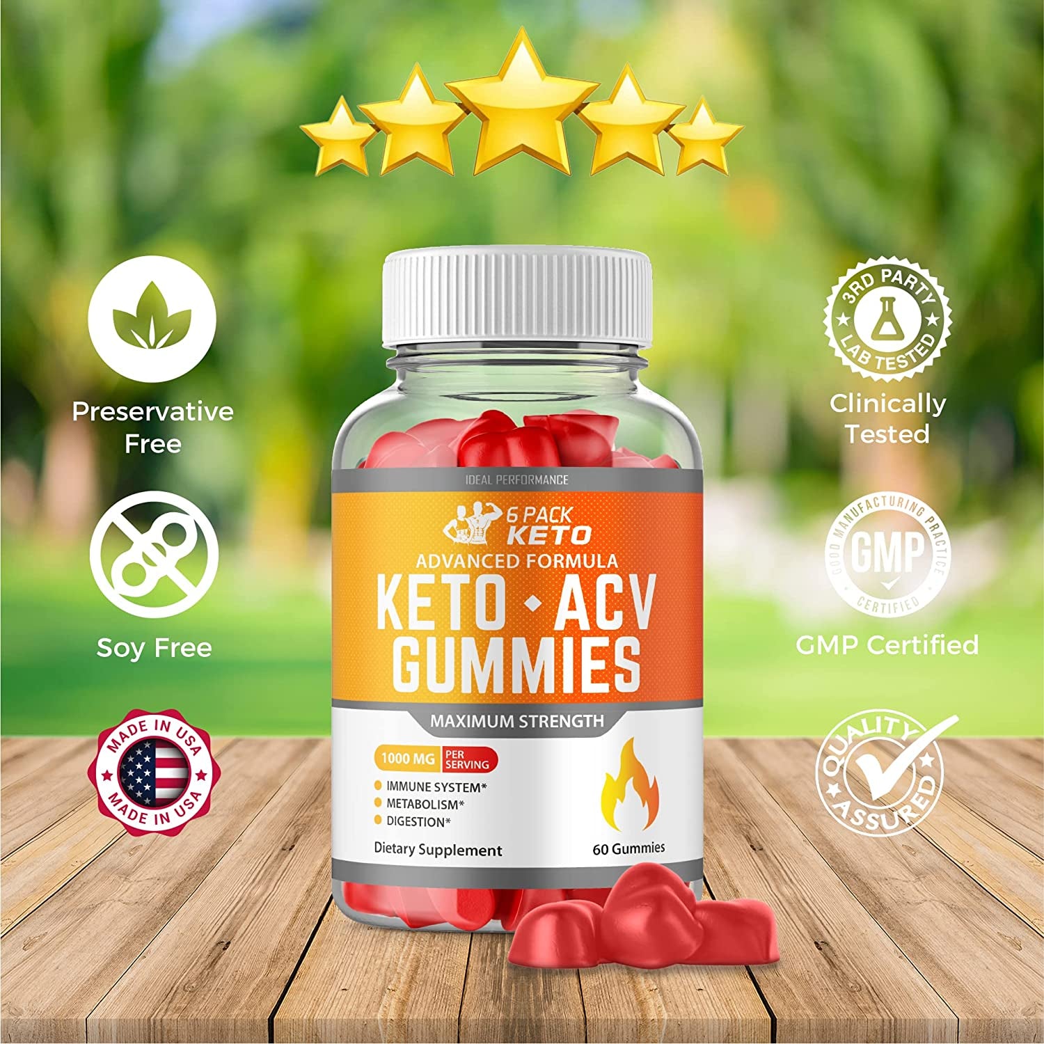 6 Pack Keto Gummies 6 Pack Keto ACV Gummies plus Advanced Apple Cider Vinegar Gummies Formula Start (60 Gummies)