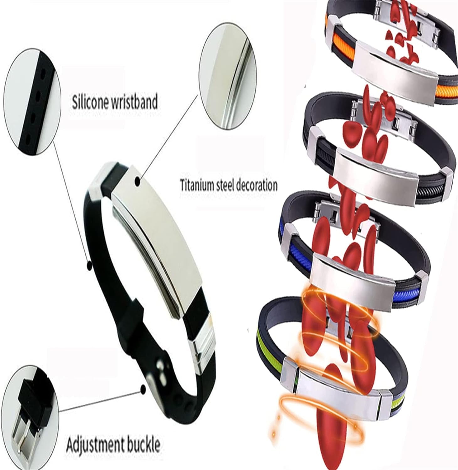 1/2/4 Piece Titaniumdetox Lympunclog Wristband - Weight Loss Slimming Titanium Detox, Lymph Drainage Magnetic Wristband, Waterproof Adjustable (Any Two Colors Can Be Used, Just Email Me the Color)