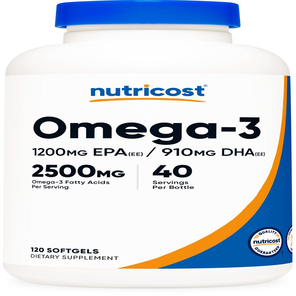 Nutricost Omega 3 Fish Oil - 2500MG, 120 Softgels (40 Serv) - Non-Gmo, Gluten Free