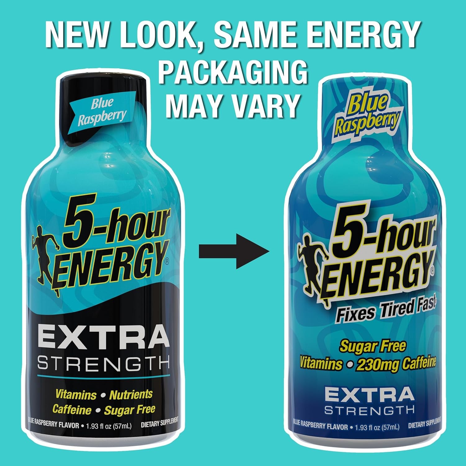 5-Hour ENERGY Extra Strength Energy Shot | Blue Raspberry Flavor | 1.93 Oz. | 24 Count | Sugar-Free & Zero Calories | B-Vitamins & Amino Acids | 230Mg Caffeinated Energy Shot | Dietary Supplement