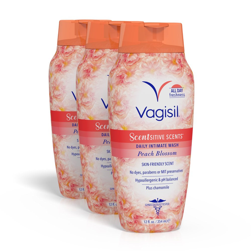 Vagisil Sensitive Scents Feminine Wash, Peach Blossom Scent, 12 Oz, 3 Pack