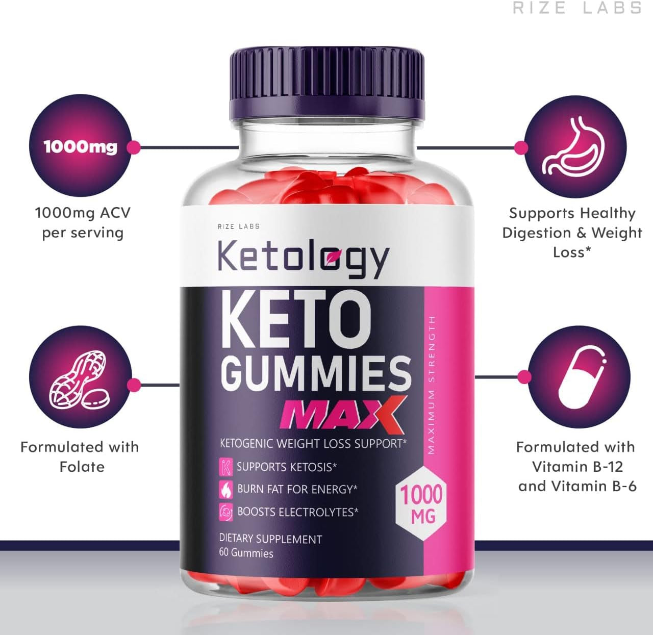 (3 Pack) Ketology Keto ACV Gummies Apple Cider Vinegar Advanced Ketology Gummies (180 Gummies)