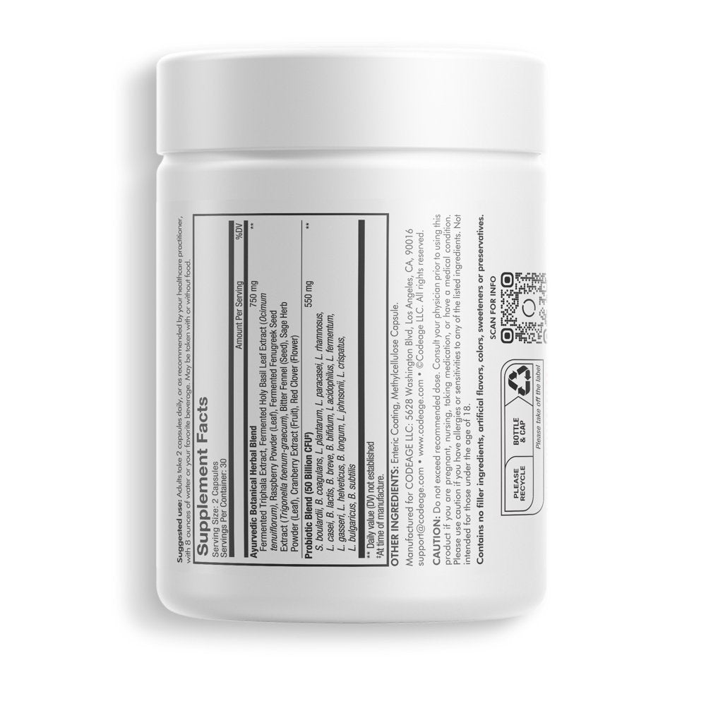 Codeage Women'S SBO Probiotic, 50 Billion CFU, Whole Food Prebiotics & Fermented Botanicals, Vegan, 60 Ct