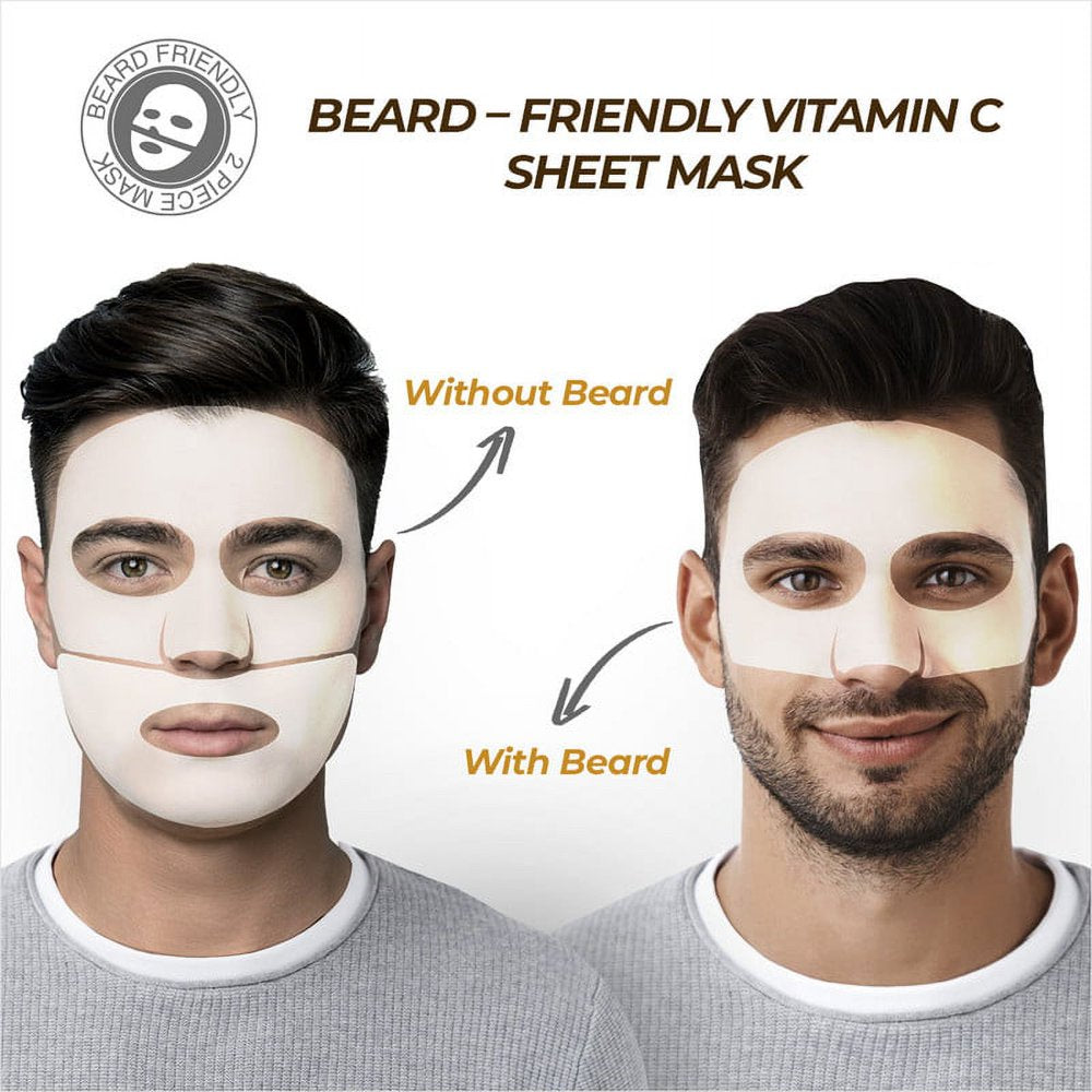 The Man Company Vitamin C Sheet Mask with Hyaluronic Acid & Lemon | Boosts Collagen, Brightening | Improves Skin Tone, Deep Cleanses & Removes Excess Oil - 25Ml*2